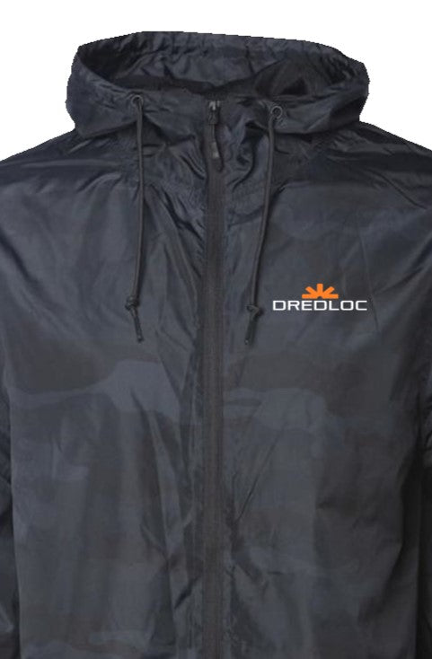 DredLoc Black Camo Water Resistant Windbreaker Printed Logo