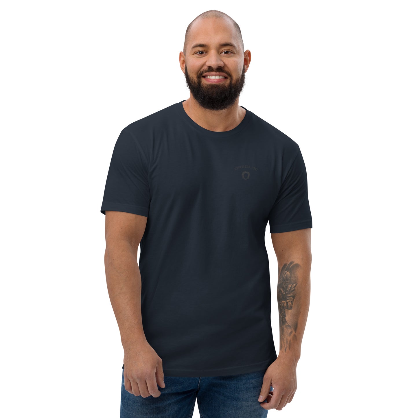 DredLoc Men's Fitted T-Shirt - Printed Design Dark Blue (blackout)