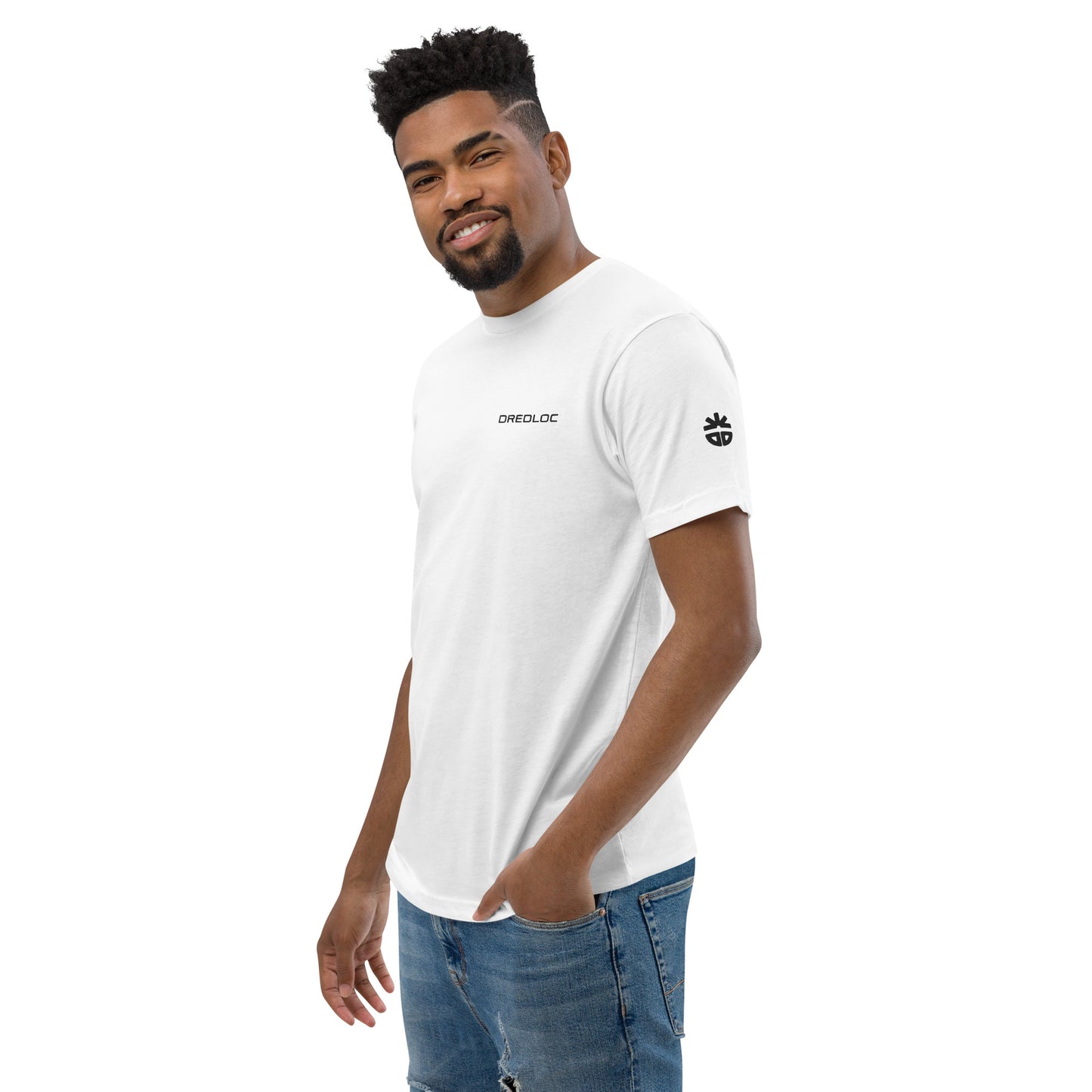 DredLoc Men's Fitted T-Shirt Embroidered  Design  white