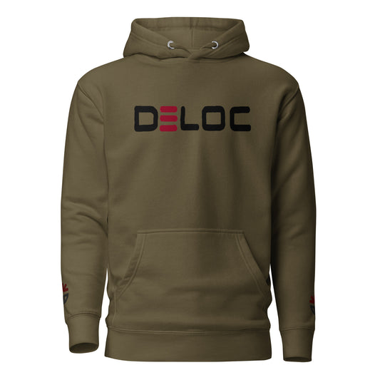 DredLoc Pullover Hoodie DELOC Print Logo - Embroidered Cuffs - Military Green