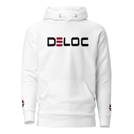 DredLoc Pullover Hoodie DELOC Print Logo - Embroidered Cuffs - White