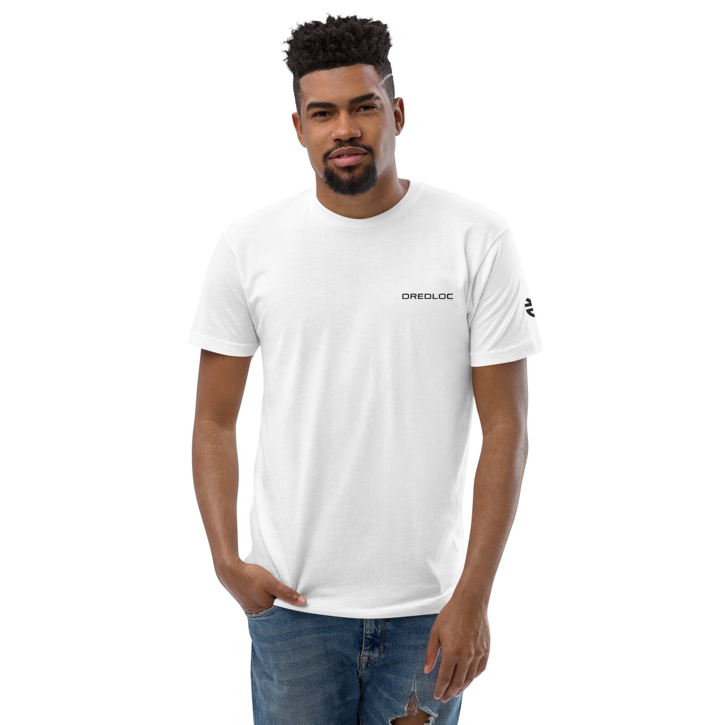 DredLoc Men's Fitted T-Shirt Embroidered  Design  white